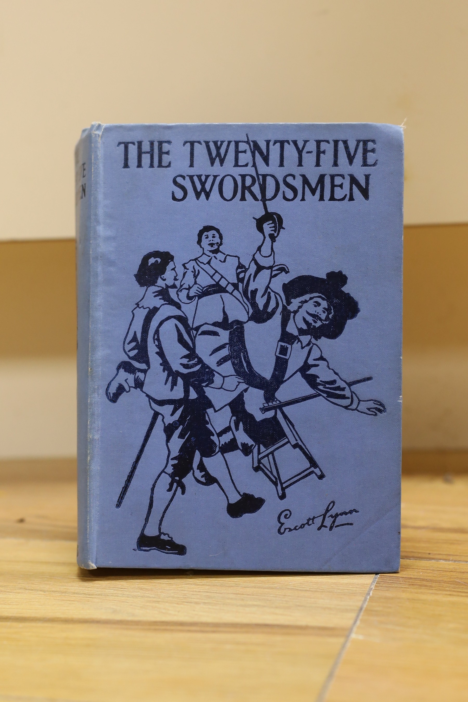 Original Artwork - Percy Tarrant (1879-1930) - A set of four en grisaille illustrations for The Twenty-five Swordsmen, by Escott Lynn, signed monograms, 19 x 13cms., framed, together with a copy of the book, circa 1905 (
